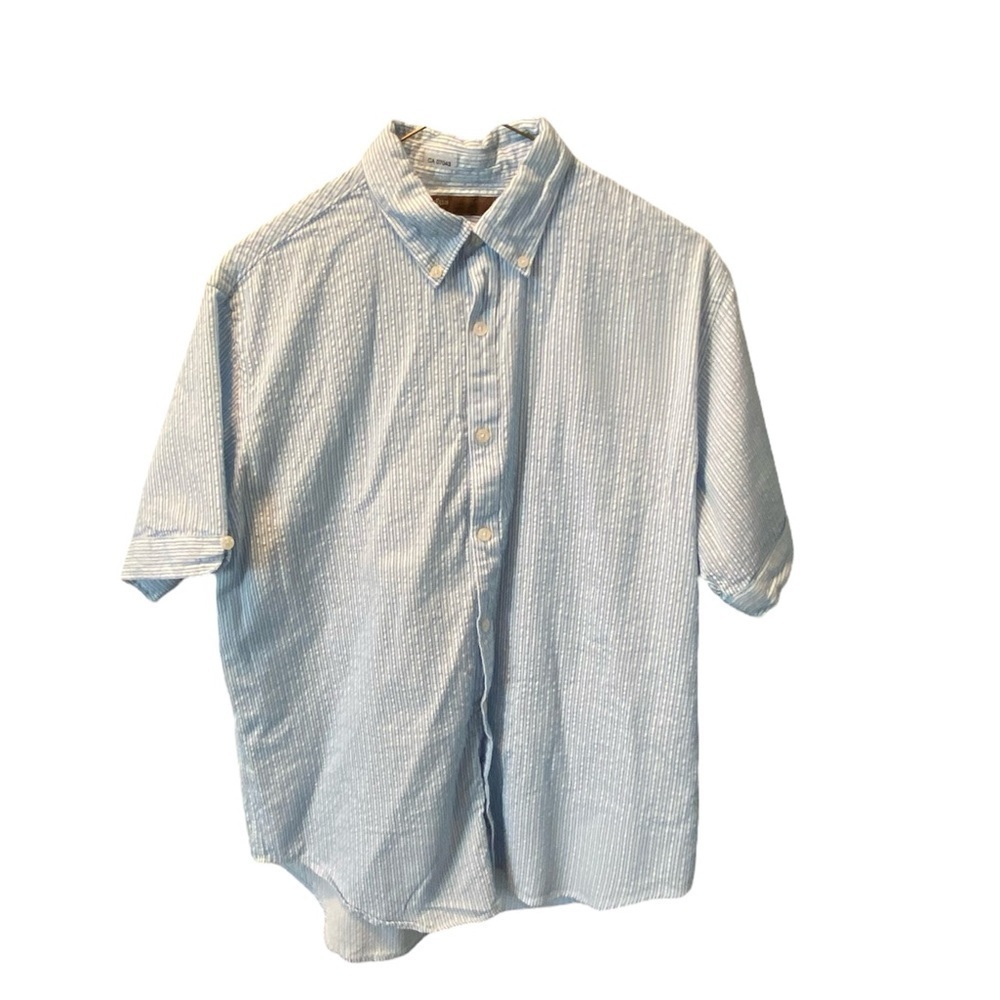 Perry Ellis Light Blue Striped Collared Shirt Medium